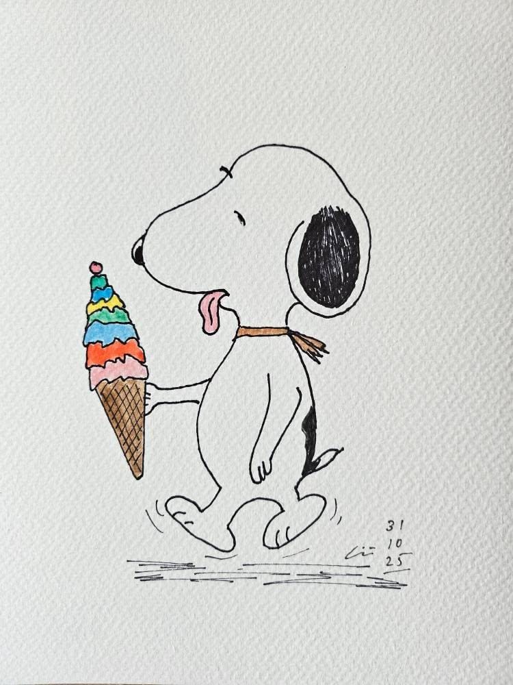El helado, acuarela y tinta sobre lienzo de papel, 2025