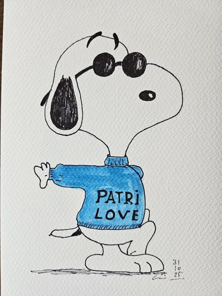 Patri Love, acuarela y tinta sobre lienzo de papel, 2025