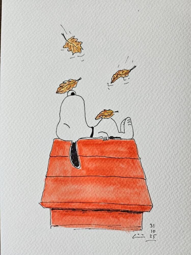 Siesta de otoño, acuarela y tinta sobre lienzo de papel, 2025