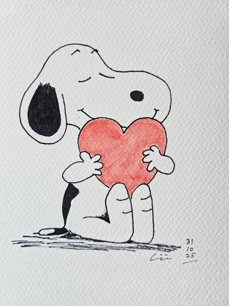 Un corazón, acuarela y tinta sobre lienzo de papel, 2025